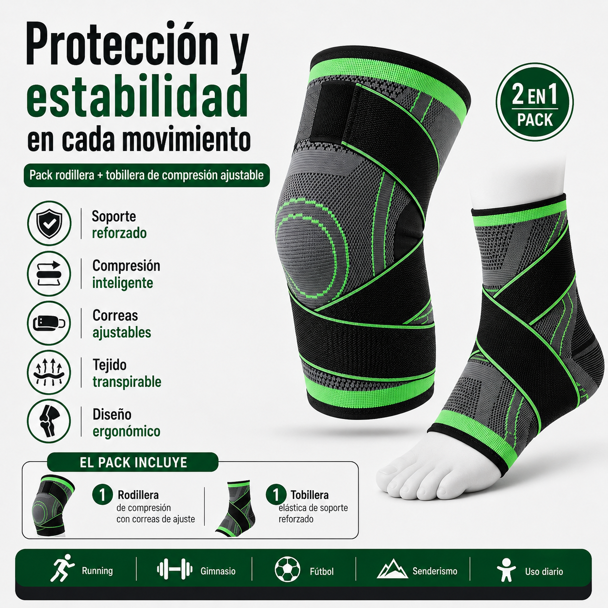 Pack Rodillera y tobillera